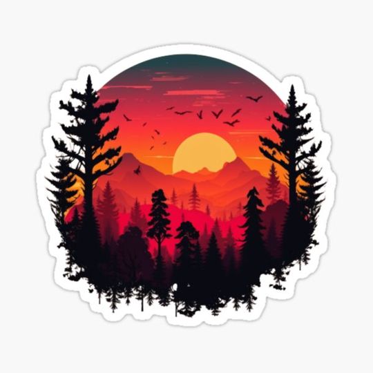 Discover Beautiful sunset over a lush forest