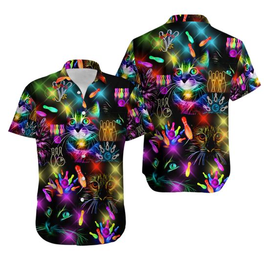 Discover Cute Bowling Hawaiian Shirts, Rolling With My Cat Bowling