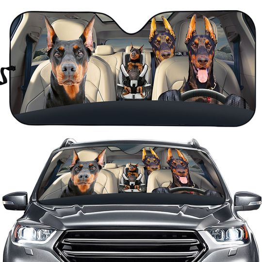 Discover DOBERMAN Dog Family Car Sun Shade