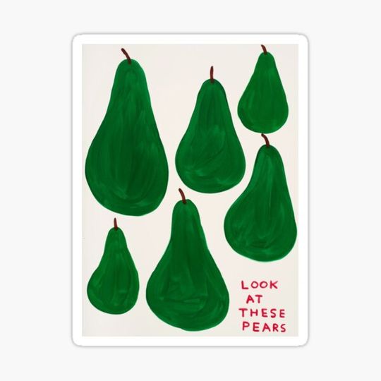 Discover pears, fruit, summer, green, art, kitchen, decor, watercolor, minimalist
