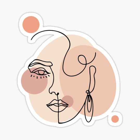 Discover Abstract woman face print Burnt orange Line drawing Minimalist Boho Terracota One line Aéthetic