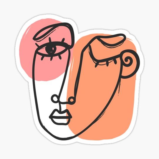 Discover Line Art of a Face | Green Background