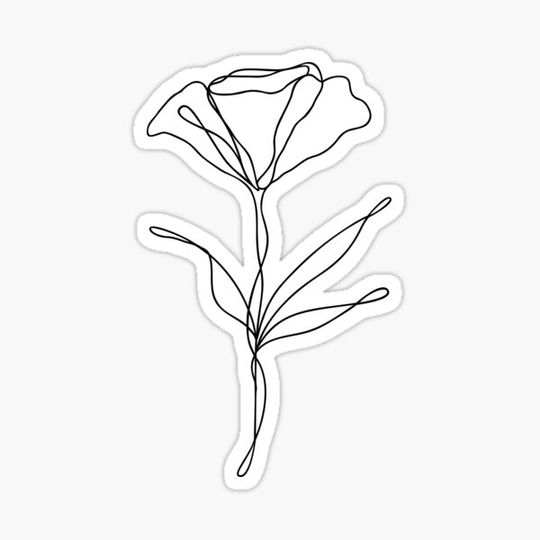 Discover Wild Flower Botanical One Line Drawing