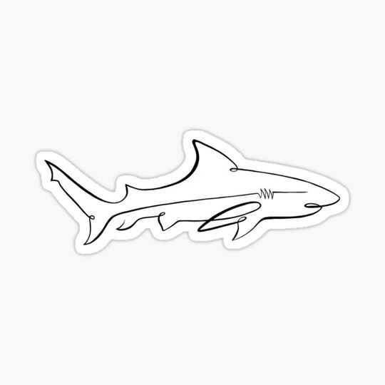 Discover One Line Shark, original art, minimal design