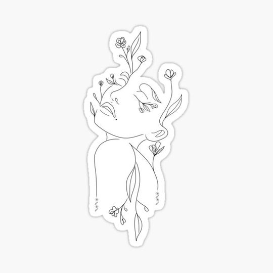 Discover Flowers woman line art illustrated