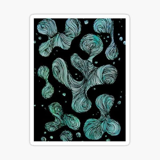 Discover Aqua Blue Line Art Swirl Blobs in the Night