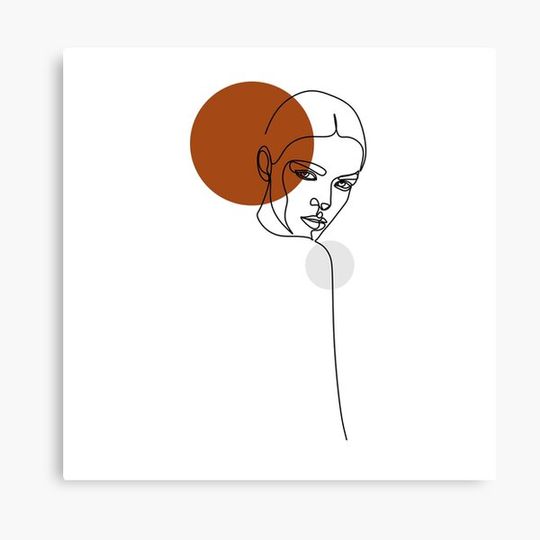 Discover Elegant minimal abstract woman face boho line art
