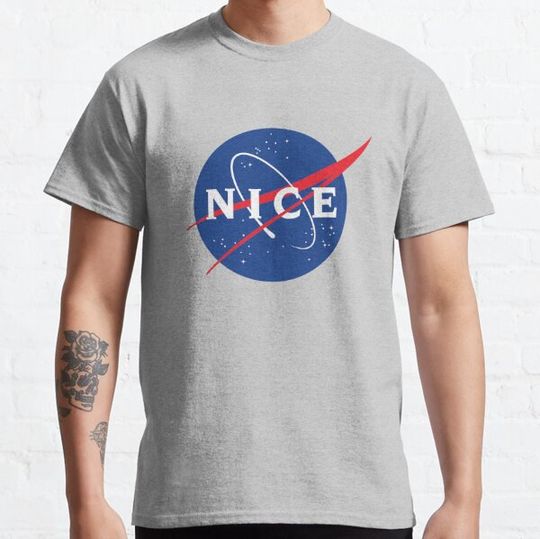 Discover NICE - funny NASA logo parody (gray)