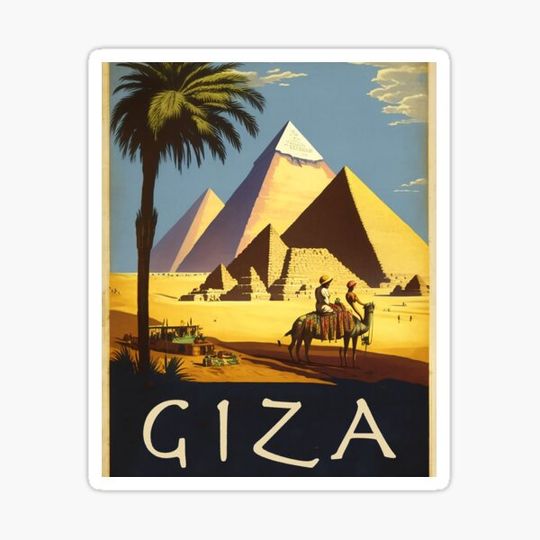 Discover Giza Pyramids Vintage Travel Art Poster