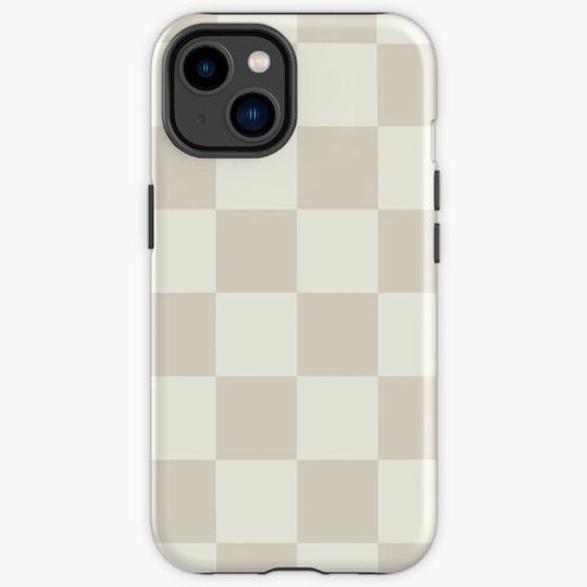 Discover Checkerboard Check Geometric Checked Pattern in Mushroom Beige and Cream