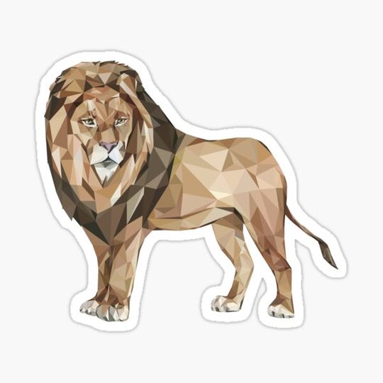 Discover Polygon Lion Geometric Sticker / Magnet