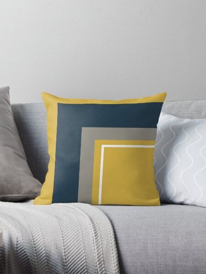 Discover Half Frame Minimalist Geometric Pattern in Mustard Yellow, Navy Blue, Grey, and White