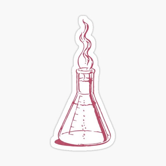 Discover Manipulate molecules the nostalgic way with this vintage beaker rendering, in red