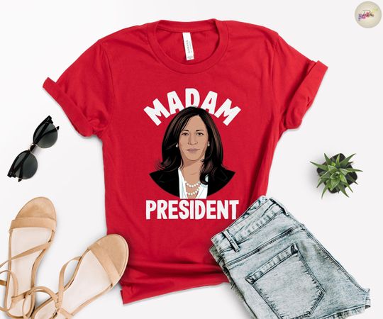 Discover Madam President T-Shirt, Kamala Harris Shirt, Harris Political Campaign Tee, Presidential Election 2024 Apparel