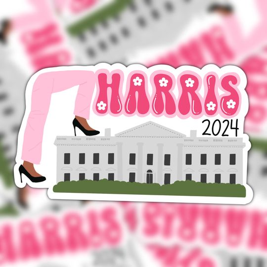 Discover Kamala Harris White House 2024 Vinyl Sticker (Vote 2024!)