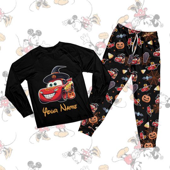 Discover Custom Name Lightning Mmcqueen Halloween Matching Family Pajama Set