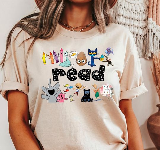 Discover Read Children's Books Teacher T-shirt, Colorful popular character tee, teacher life