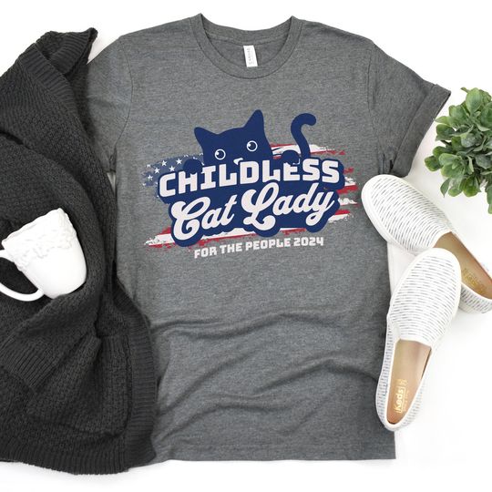 Discover Funny Kamala Harris 2024 Shirt, Childless cat lady tshirt, President Kamala Harris