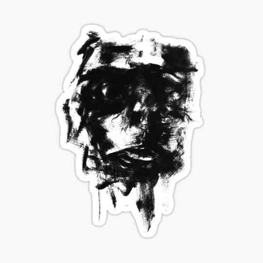 Discover Abstract human face black white oil painted man portrait