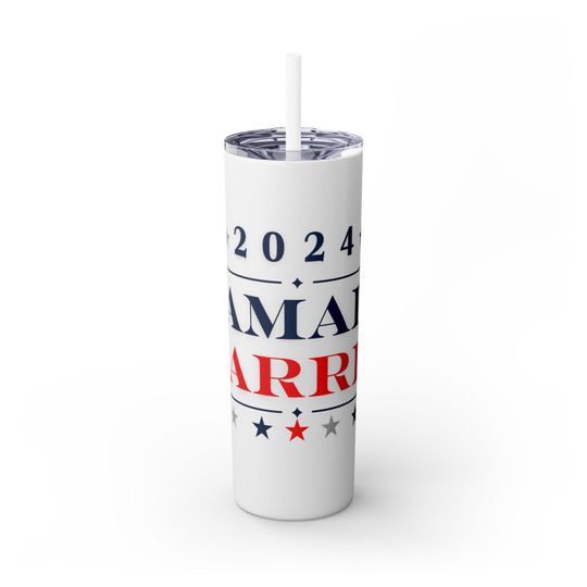 Discover Kamala Harris for president 2024 Skinny Tumbler with Straw, 20oz