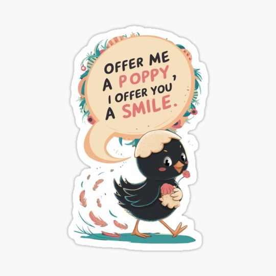 Discover Funny Whimsical Chick with Poppy - Offer Me a Poppy, I Offer You a Smile