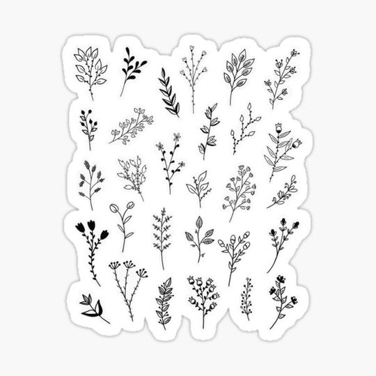 Discover flower doodle sticker pack