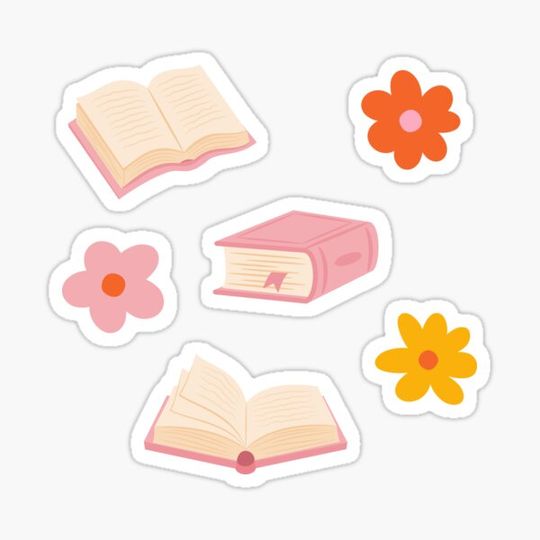 Discover books and flowers set