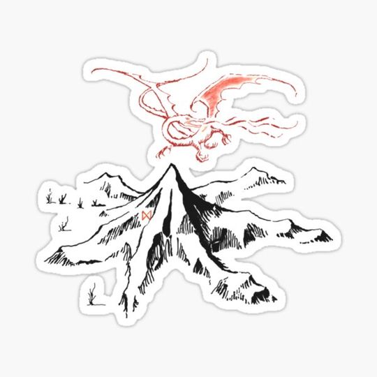 Discover Red Dragon Above A Single Solitary Peak  Fan Art