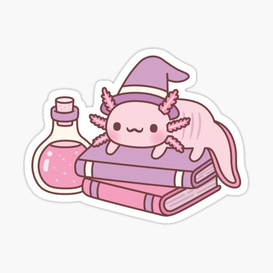 Discover Cute Axolotl On Books Witches Familiar