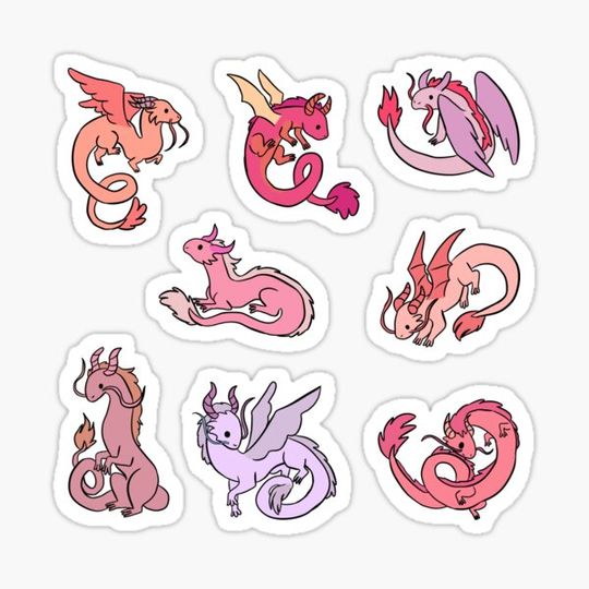 Discover Cute pink dragons pack