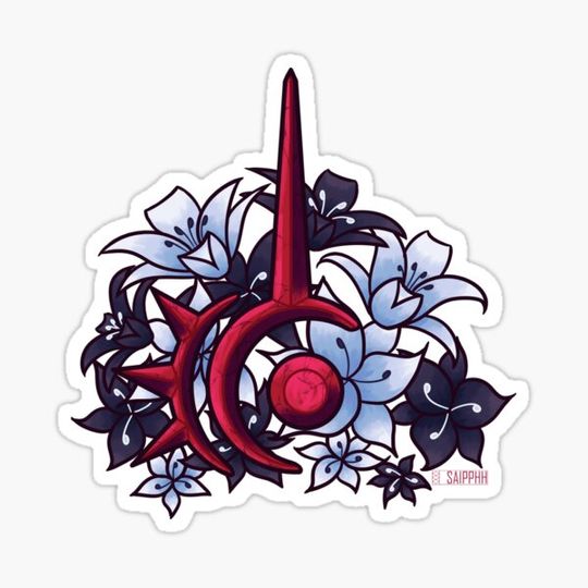 Discover FFXIV Red Mage Job Symbol with Flowers