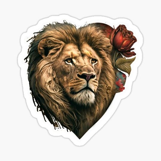 Discover Lion and rose design. unique minimalist modern decal with the strength of the lion and the grace of the rose