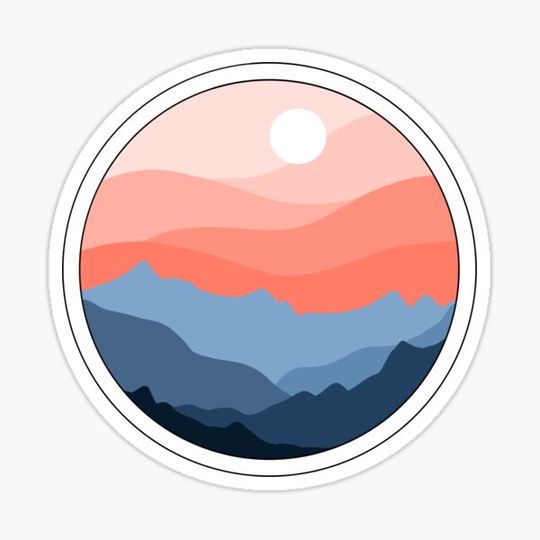 Discover Sunset over Mountains Sticker