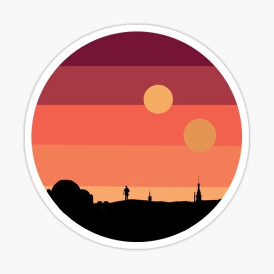 Discover Tatooine Binary Sunset Sticker