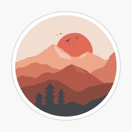 Discover Beautiful Mountain Landscape | Minimalistic Design, Illustration | Nature Lover, Wanderlust