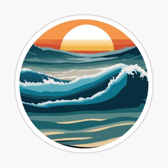 Discover Vector Sunset Ocean Wave