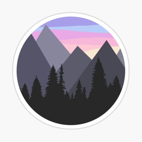 Discover mountain sunset with tree silhouette