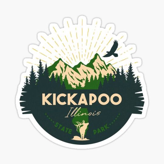 Discover Kickapoo State Park Illinois - IL Badge Souvenir Sunset