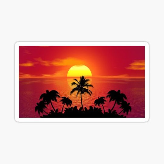 Discover Tropical island, sunset
