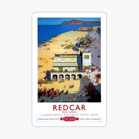 Discover Vintage British Railways advertising poster for Redcar, Yorkshire
