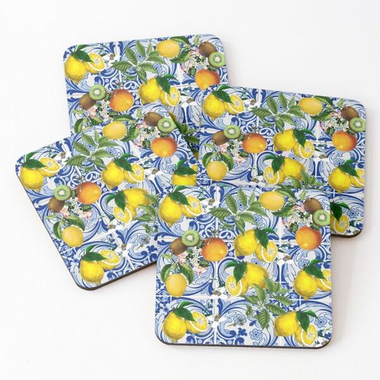 Discover Mediterranean Lemon on Blue Ceramic Tiles