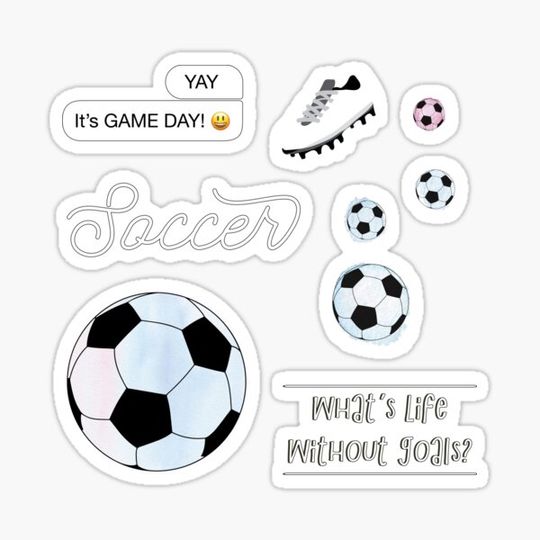 Discover White Watercolor Soccer Sticker Pack