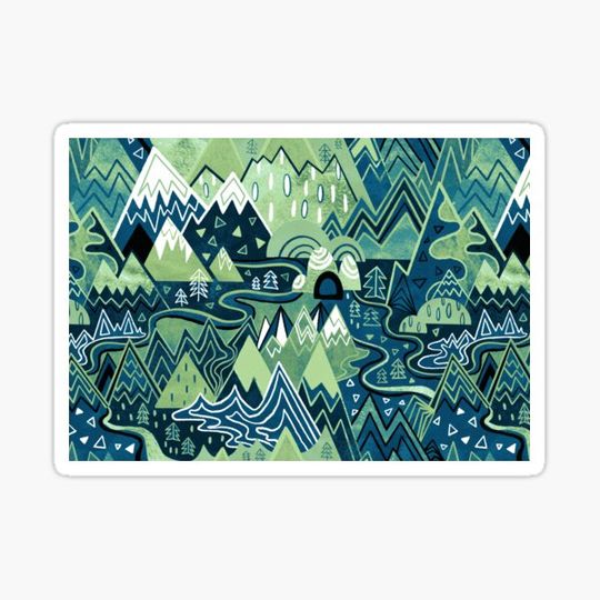 Discover Maximalist Mountain Maze - Pastel Green & Royal Blue
