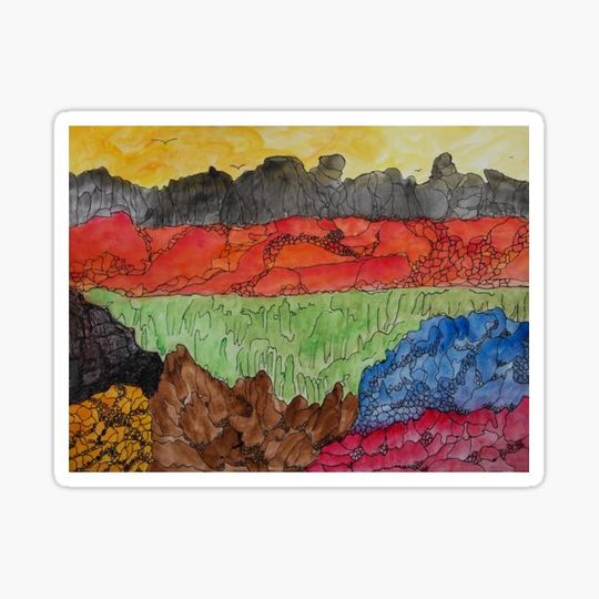 Discover Birds over volcanic landscape