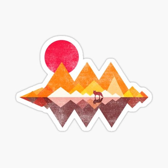 Discover Roaming Lands, Wolf, Geometric, Landscape, Mountains, Sunset, Sunrise