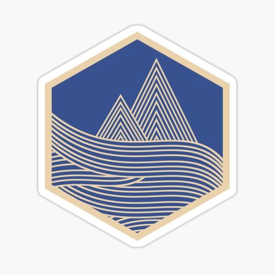 Discover PNW Hexagon - Tan on Blue