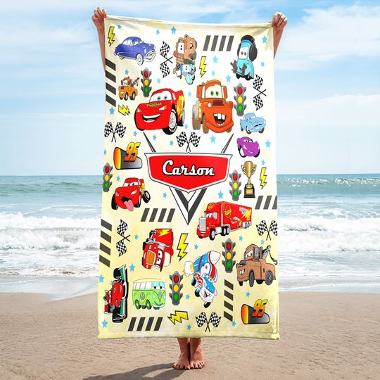 Discover Personalized Car Beach Towel, Custom Name Car Movie Towels