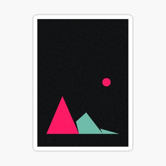Discover Geometric Mountains silhouette landscape art poster illustration
