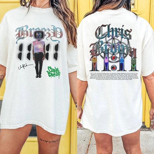 Discover Chris Brown Breezy Shirt, Music 2 Sides Shirt 1111 Tour 2024 Concert Gift For Fan