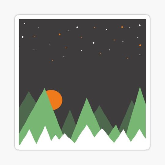 Discover Abstract Night in the woods, Geometric Mountains Night Sky